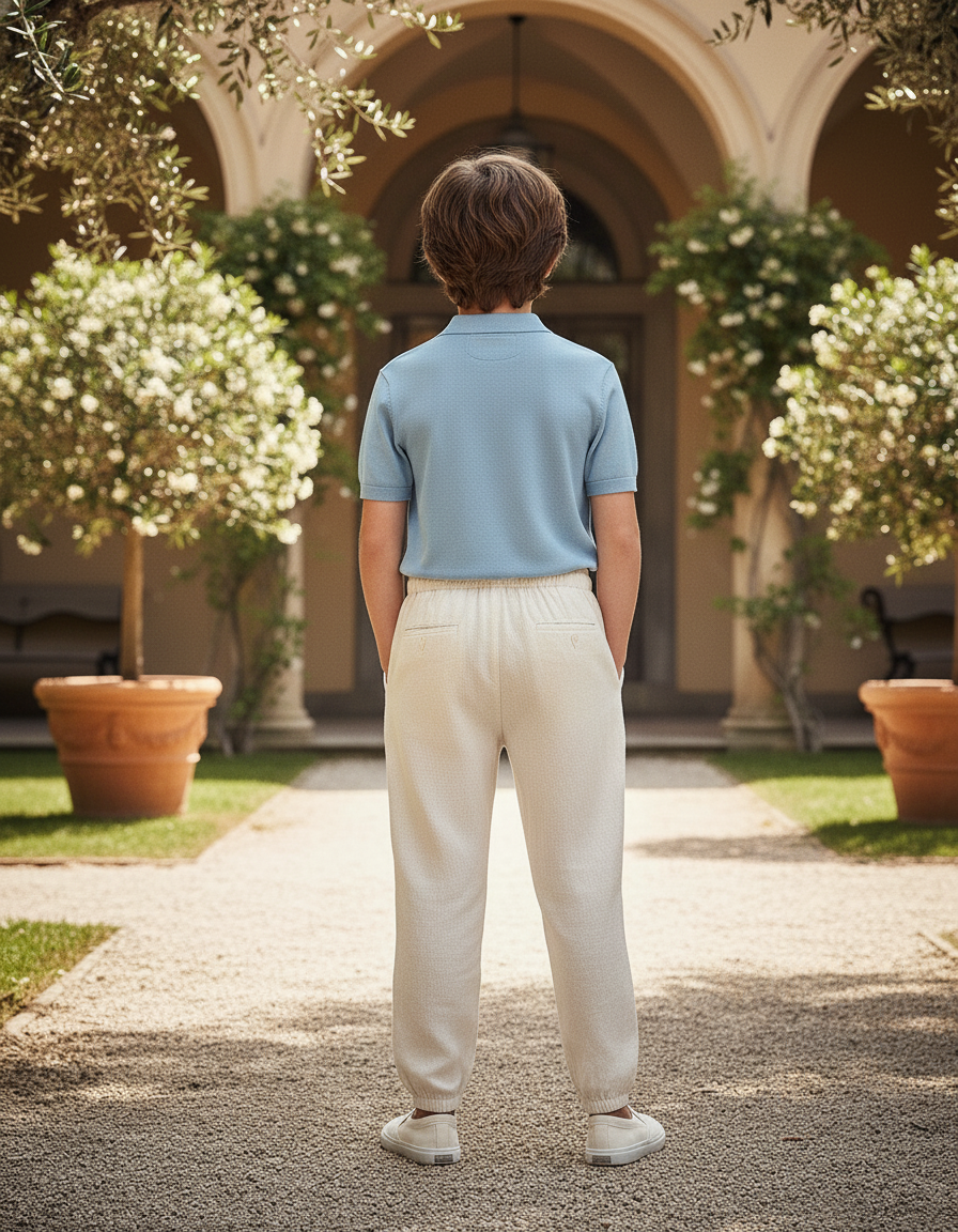 Pantalon Lin Beige Garcon - vue 2