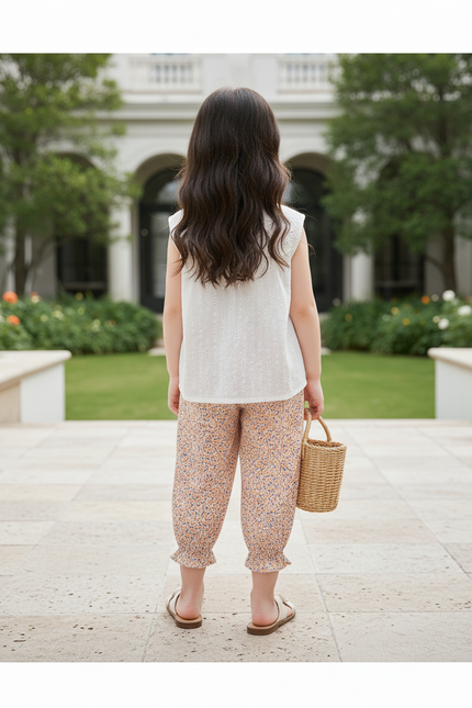 Pantalon En Lin Fleuri Ample Fille Estival - Multicolore - vue 2