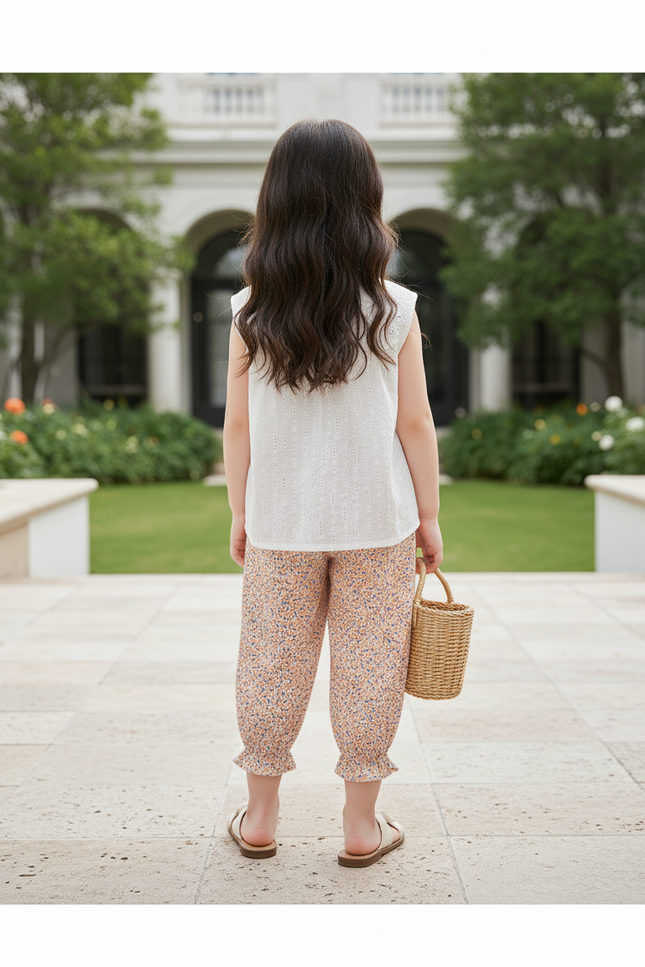 Pantalon En Lin Fleuri Ample Fille Estival - Multicolore - vue 2