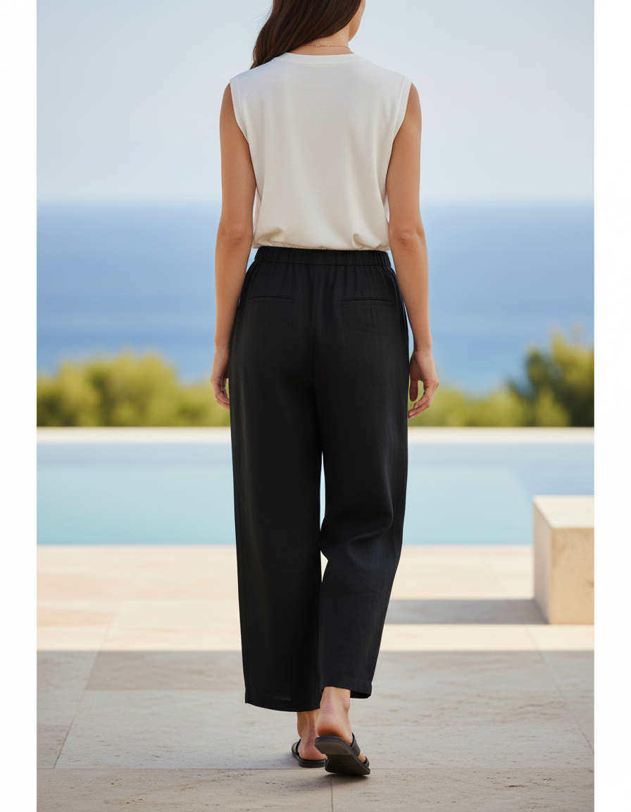 Pantalon Lin Bio - Noir - vue 2