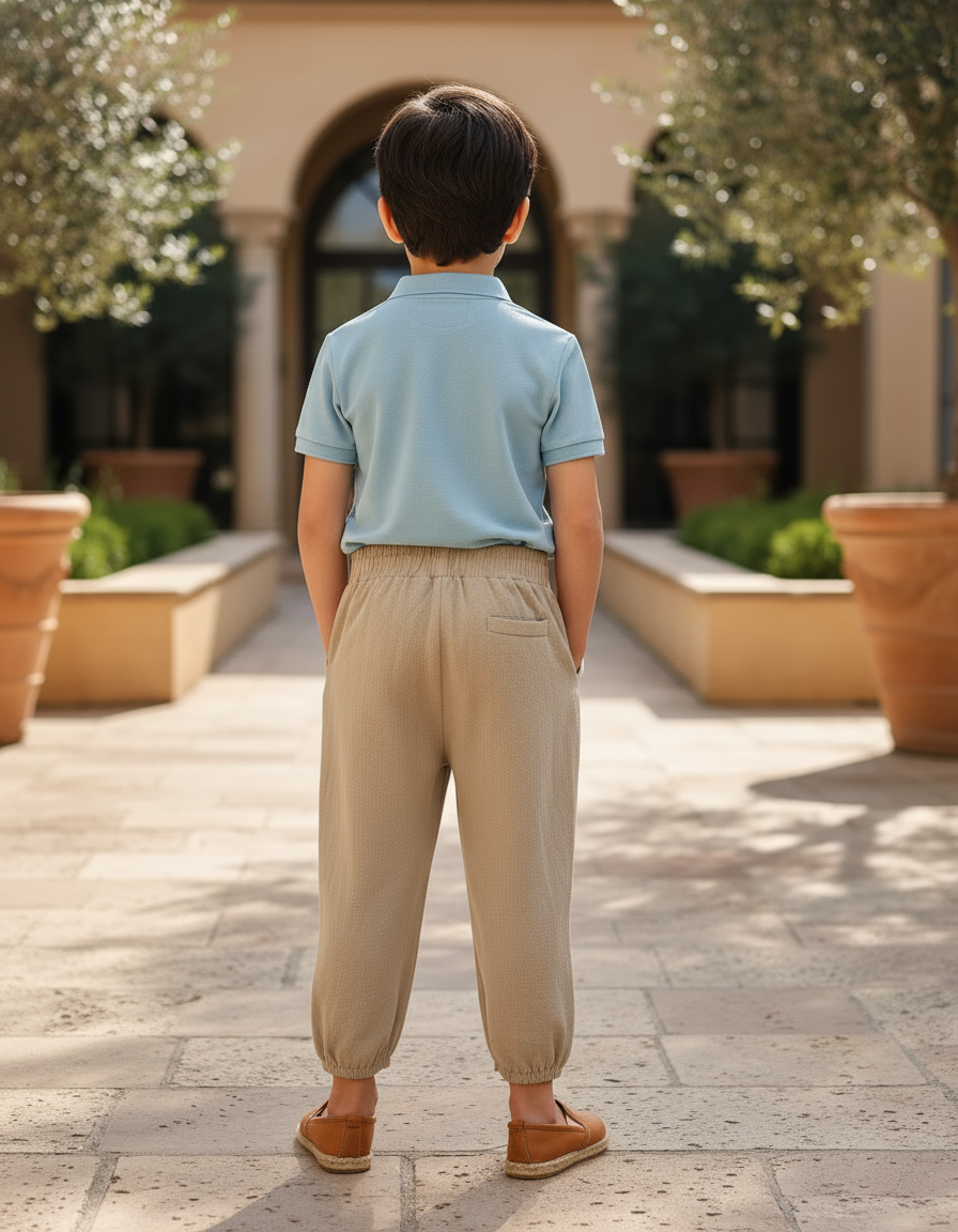 Pantalon En Lin Beige Ample Décontracté Garçon - vue 2
