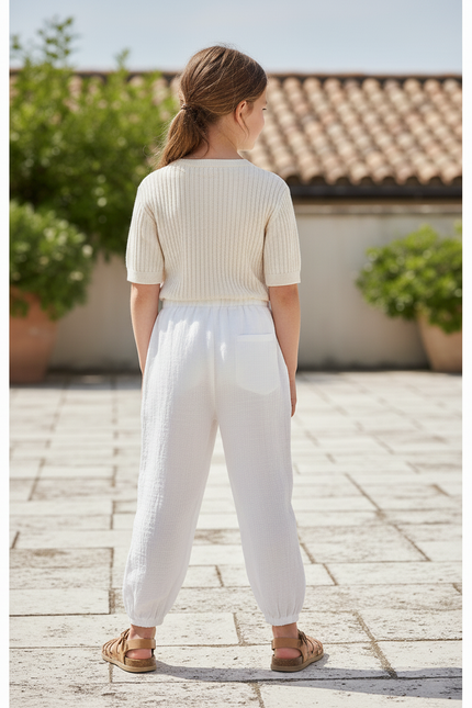 Pantalon En Lin Blanc Ample Léger Enfant - vue 2
