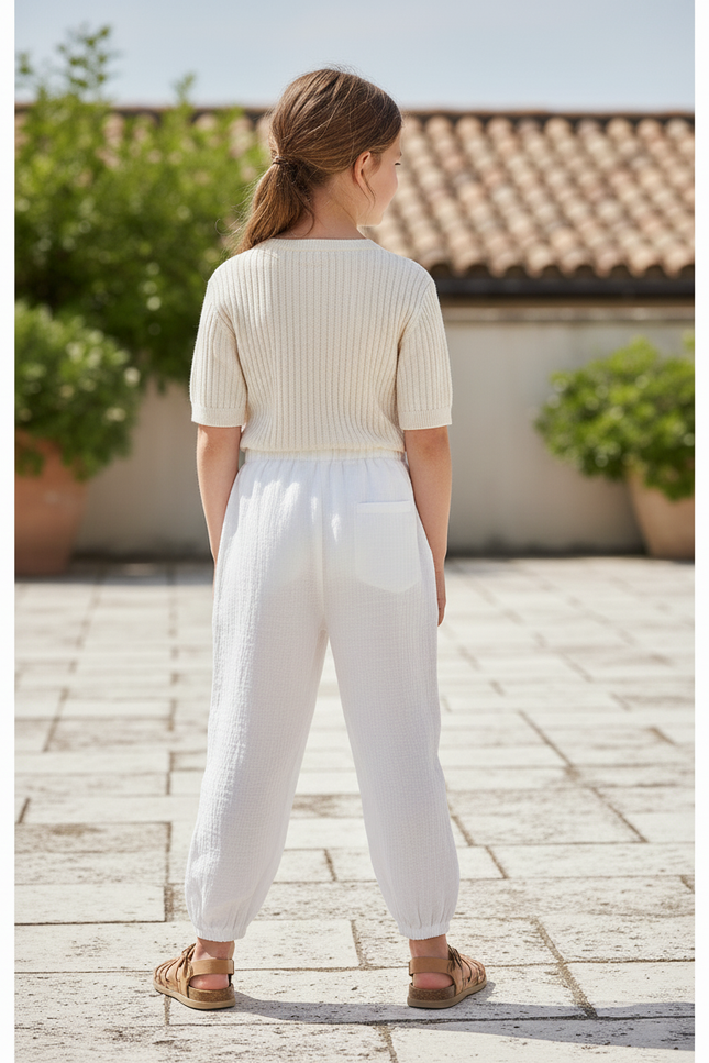 Pantalon En Lin Blanc Ample Léger Enfant - vue 2