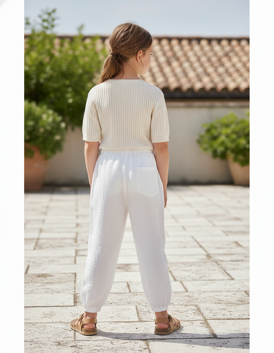 Pantalon En Lin Blanc Ample Léger Enfant - vue 2