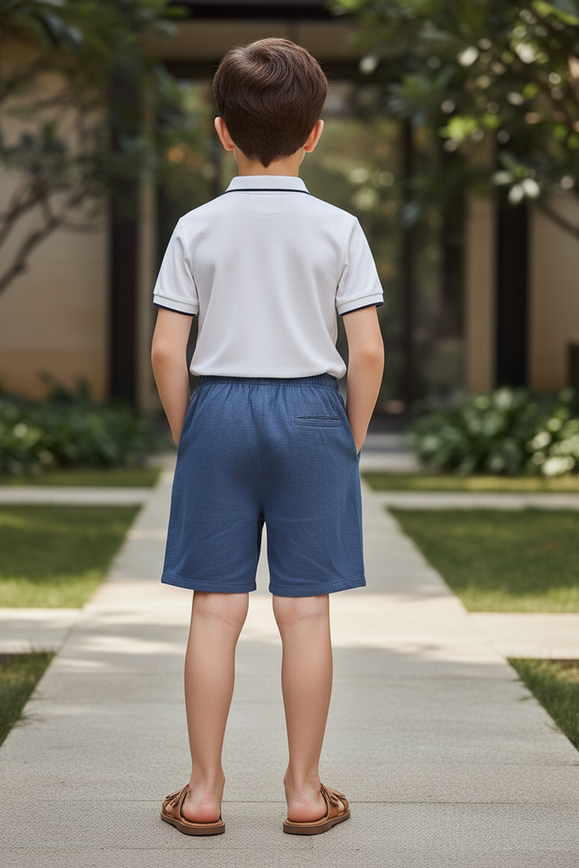 Pantalon En Lin Bleu Cordon Décontracté Enfant - vue 2