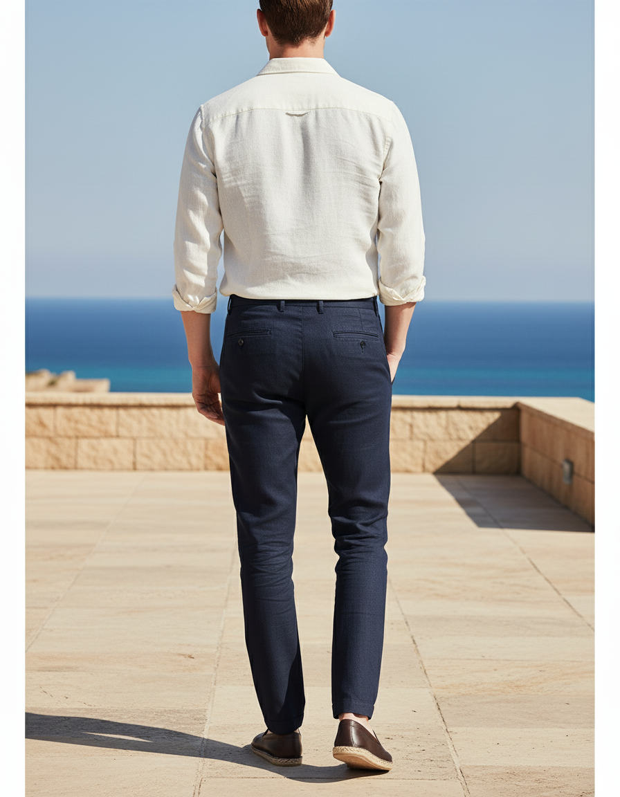 Pantalon Chemise Lin - Marine - vue 2