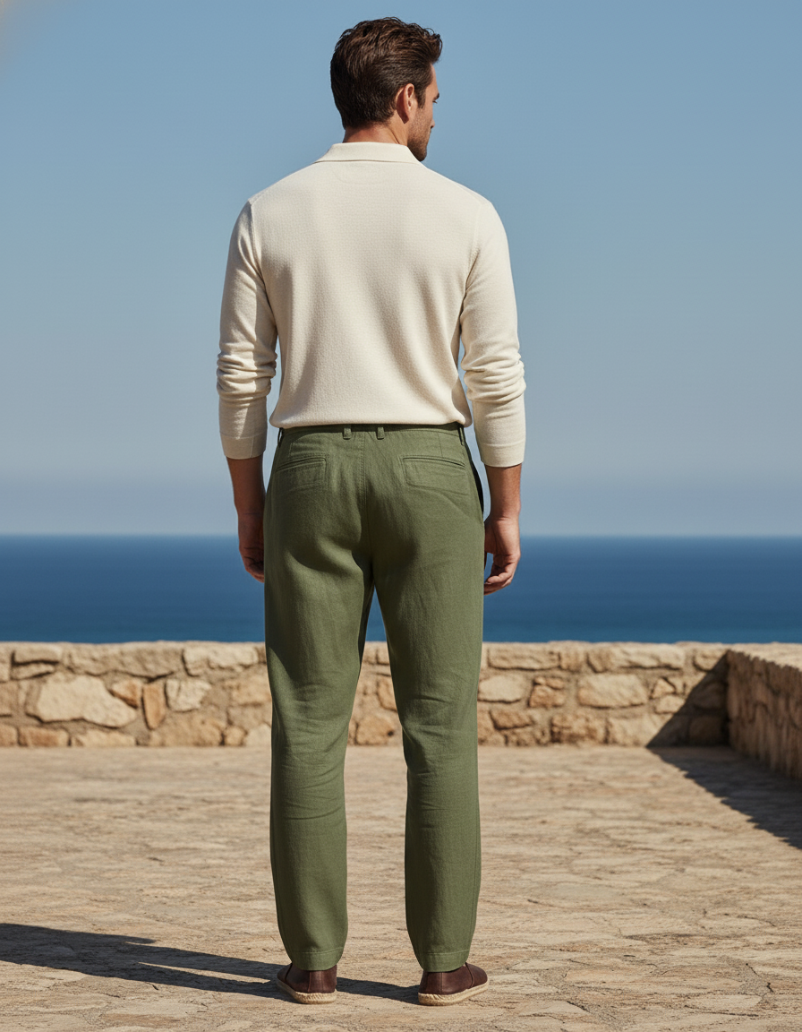 Pantalon Lin Vert - vue 2