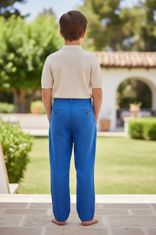 Pantalon Lin Bleu Electrique - vue 2