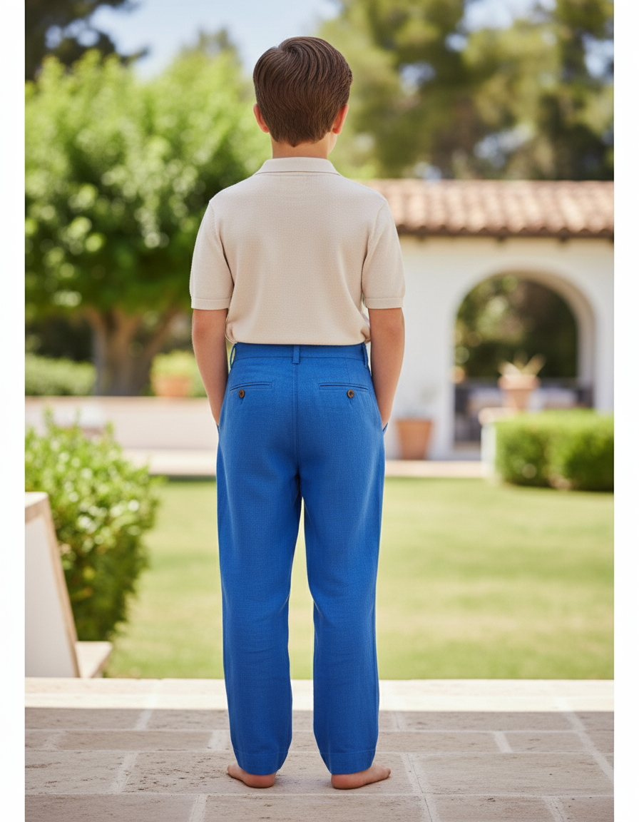 Pantalon Lin Bleu Electrique - vue 2