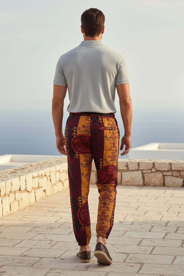 Pantalon Lin Imprimé - Multicolore - vue 2
