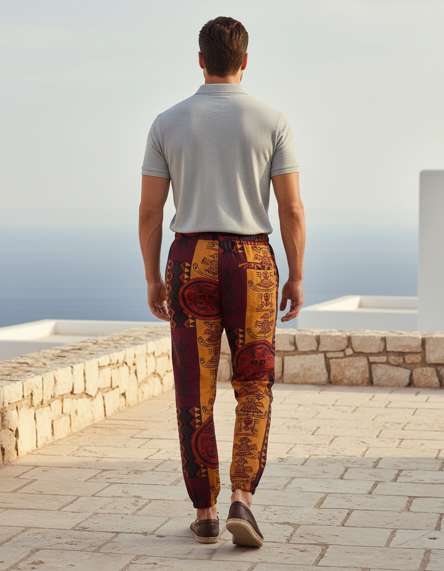 Pantalon Lin Imprimé - Multicolore - vue 2