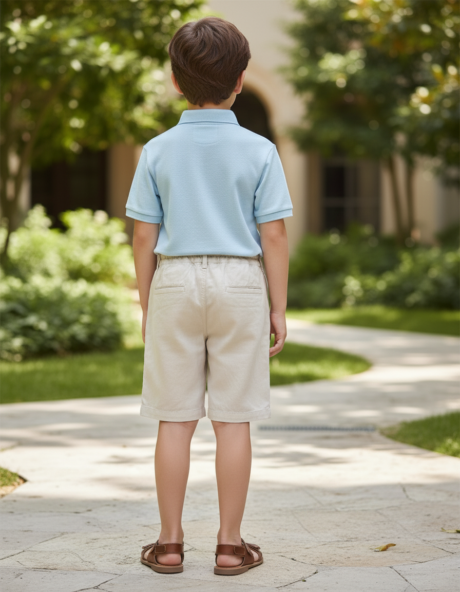 Pantalon En Lin Beige Brodé Ours Enfant Décontracté - vue 2