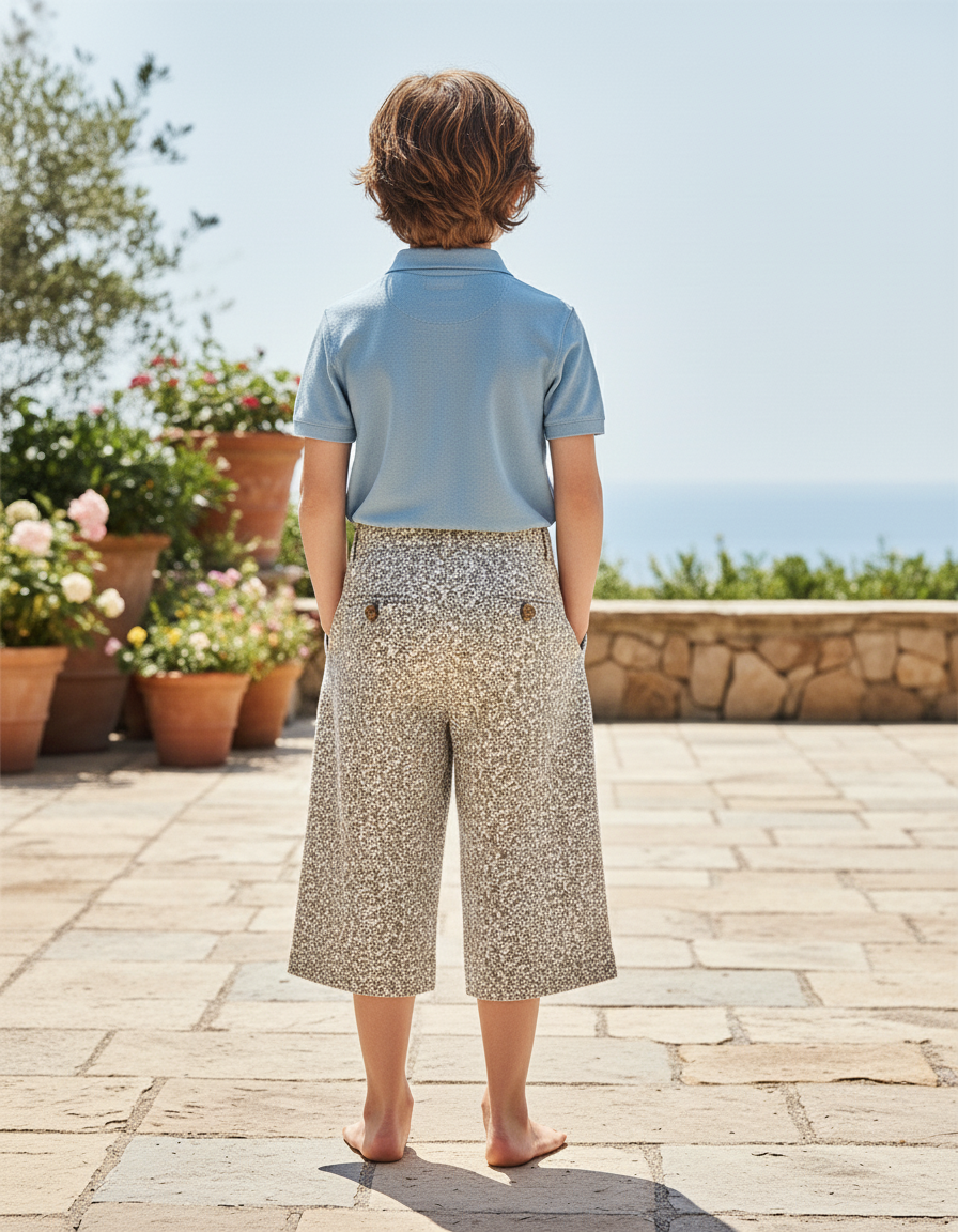 Pantalon En Lin Ample Imprimé Floral Enfant Décontracté - vue 2