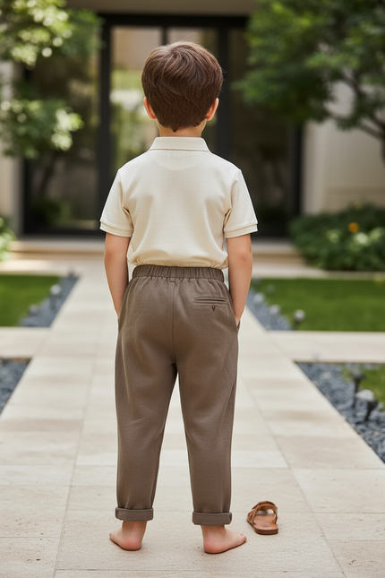 Pantalon En Lin Marron Ample Enfant Décontracté - vue 2