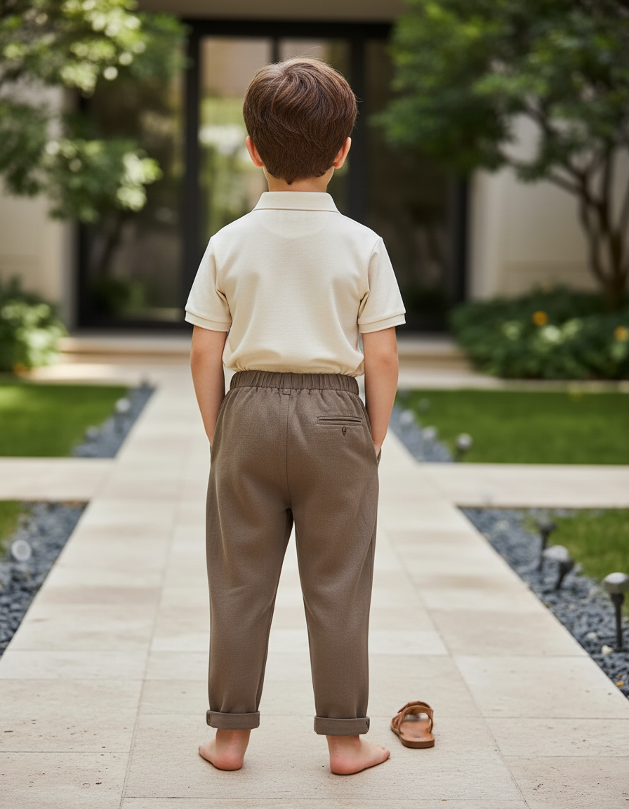 Pantalon En Lin Marron Ample Enfant Décontracté - vue 2