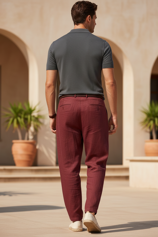 Pantalon Lin Bordeaux - vue 2