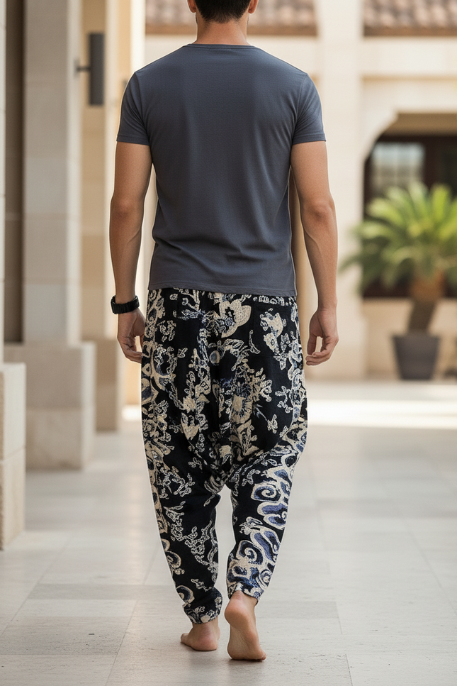 Pantalon En Lin Harem Imprimé Floral Fluide Bohème - vue 2