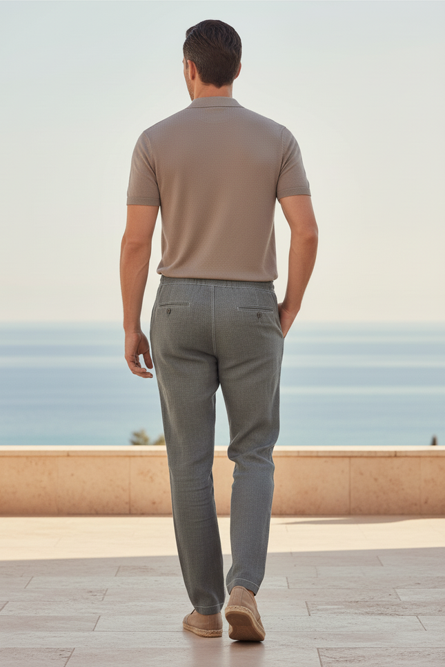 Pantalon Homme Lin Et Coton - Gris - vue 2