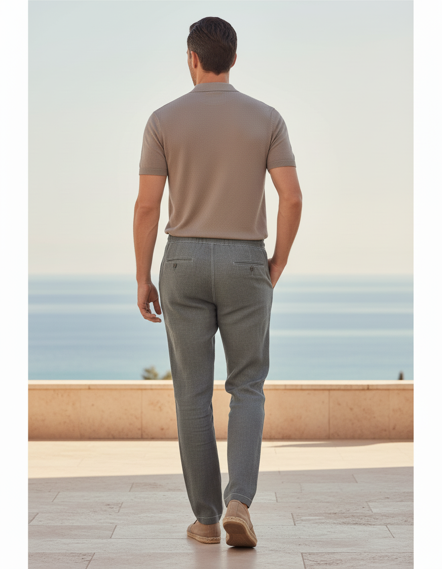 Pantalon Homme Lin Et Coton - Gris - vue 2
