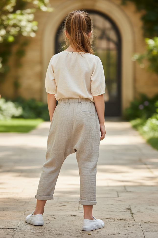 Pantalon Gris En Lin - vue 2