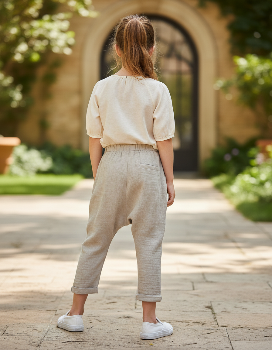 Pantalon Gris En Lin - vue 2