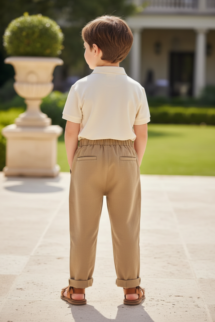 Pantalon En Lin Kaki Ample Décontracté Enfant 1-6 Ans - vue 2