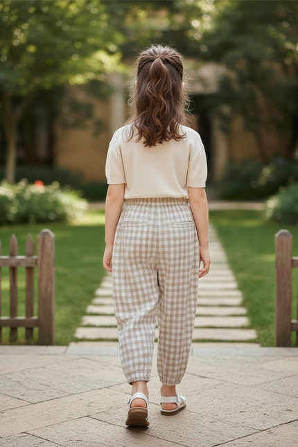 Pantalon Lin Vichy - Imprimé - vue 2