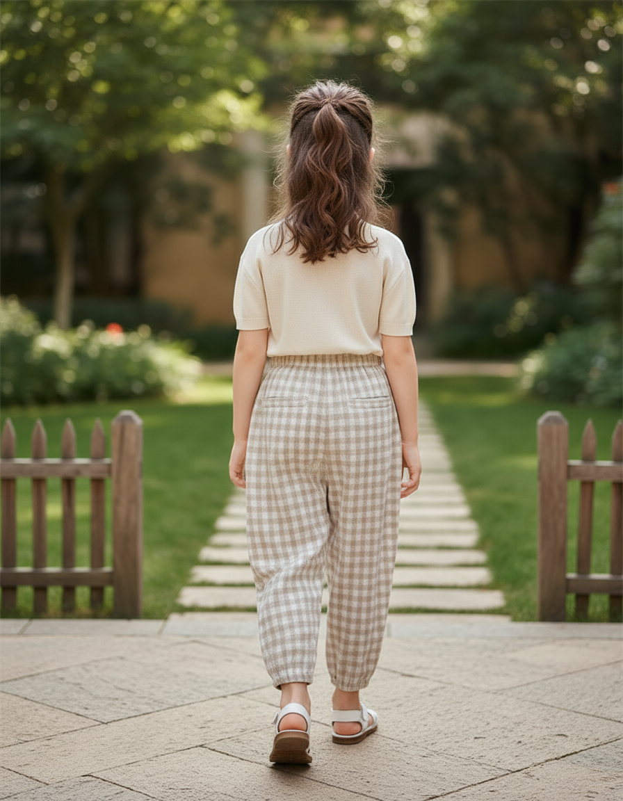 Pantalon Lin Vichy - Imprimé - vue 2