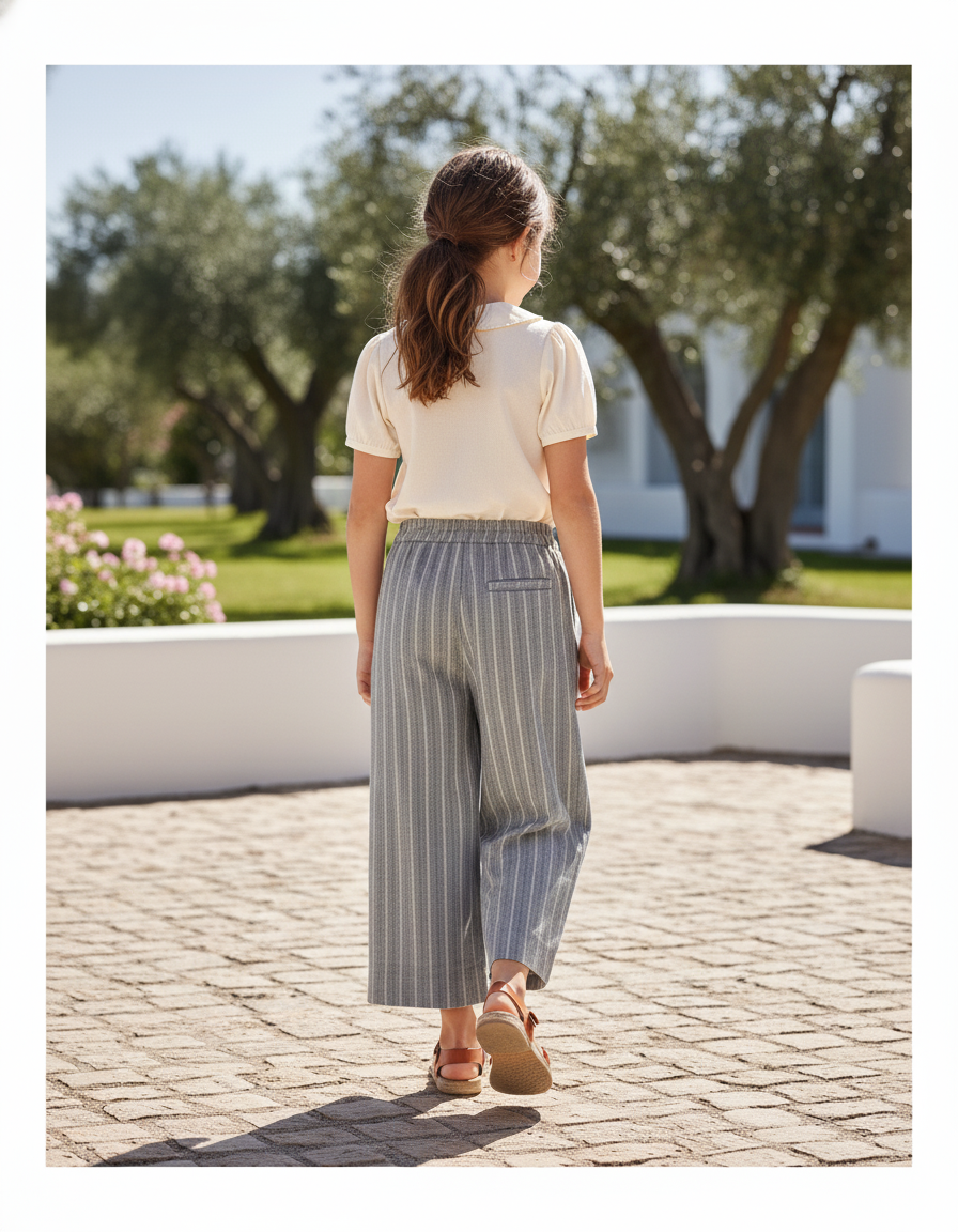 Pantalon Rayé Lin - Gris - vue 2