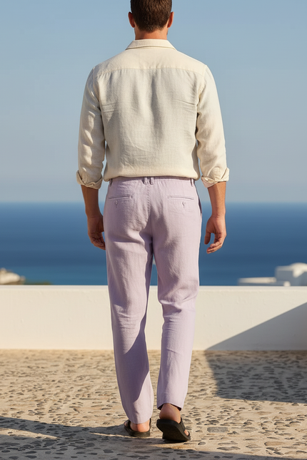 Pantalon Coton Lin - Violet - vue 2