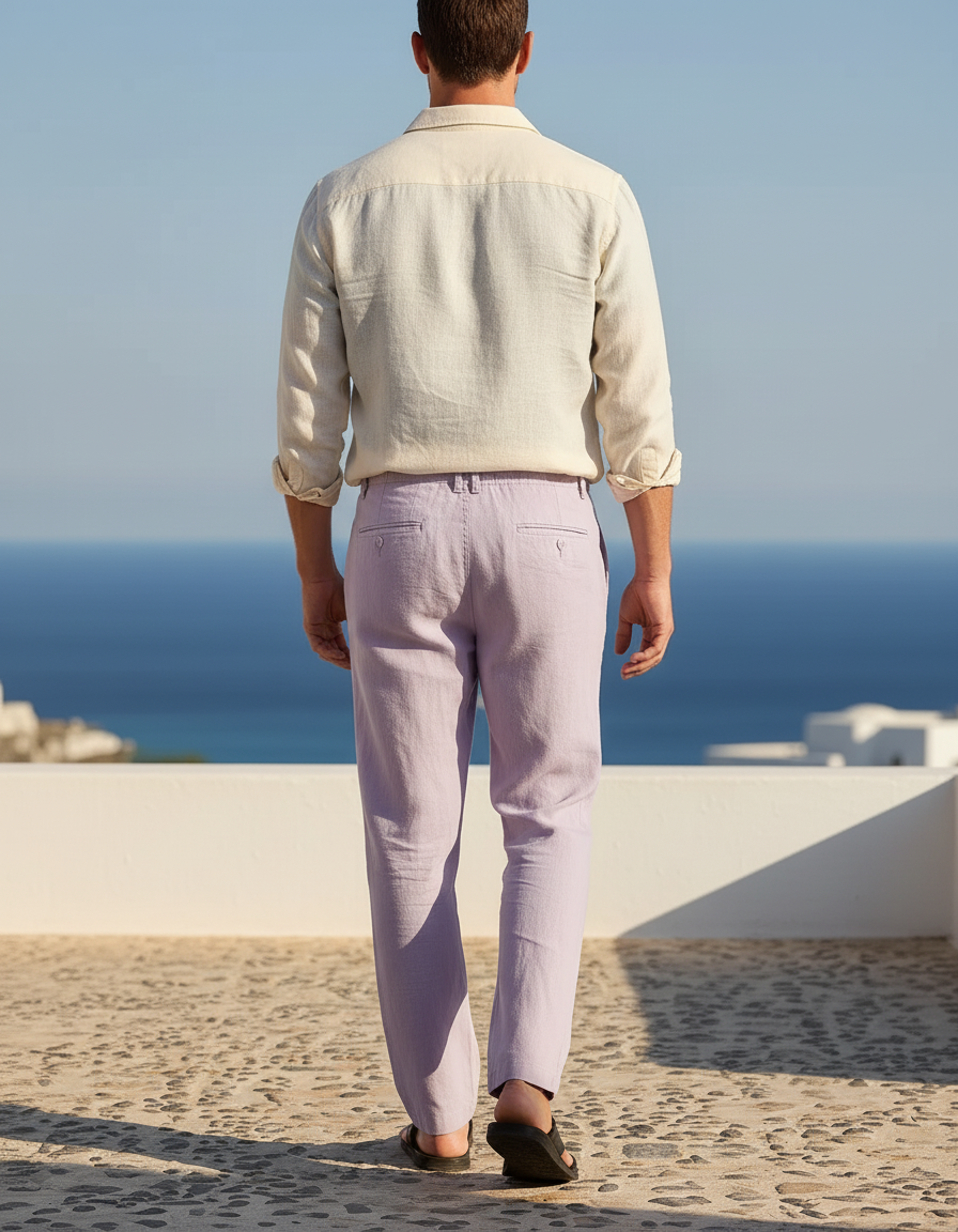 Pantalon Coton Lin - Violet - vue 2