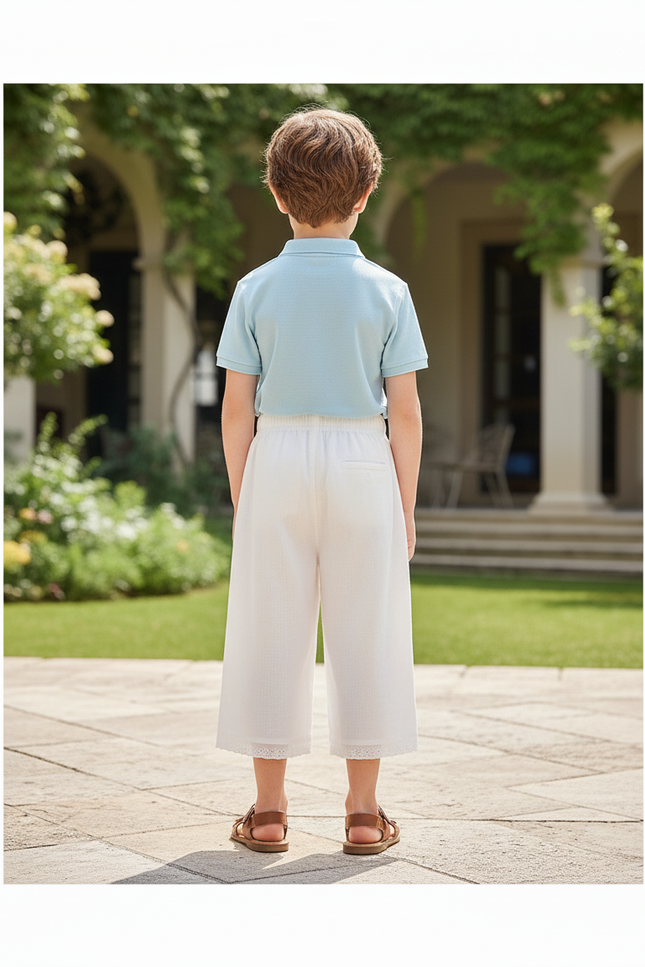 Pantalon En Lin Blanc Ample Décontracté Enfant - vue 2