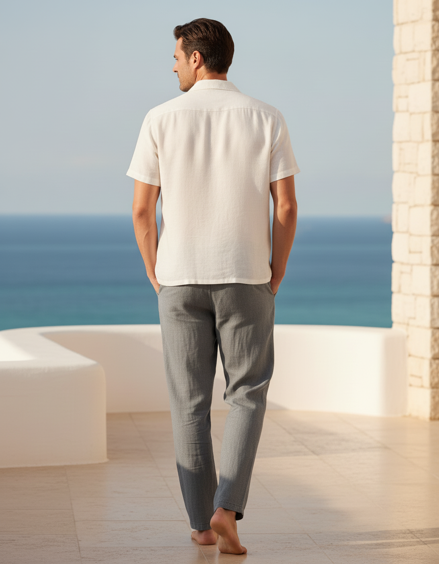 Ensemble Pantalon Lin Homme - Gris - vue 2