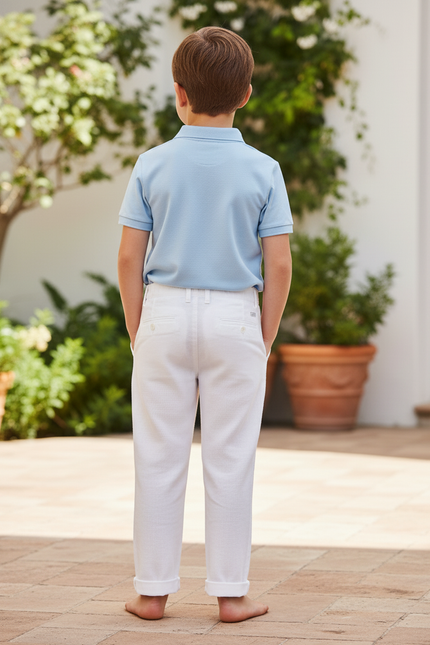 Pantalon En Lin Blanc Décontracté Droit Enfant Élégant - vue 2