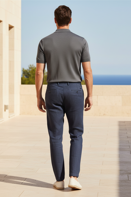 Pantalon Été Lin - Marine - vue 2