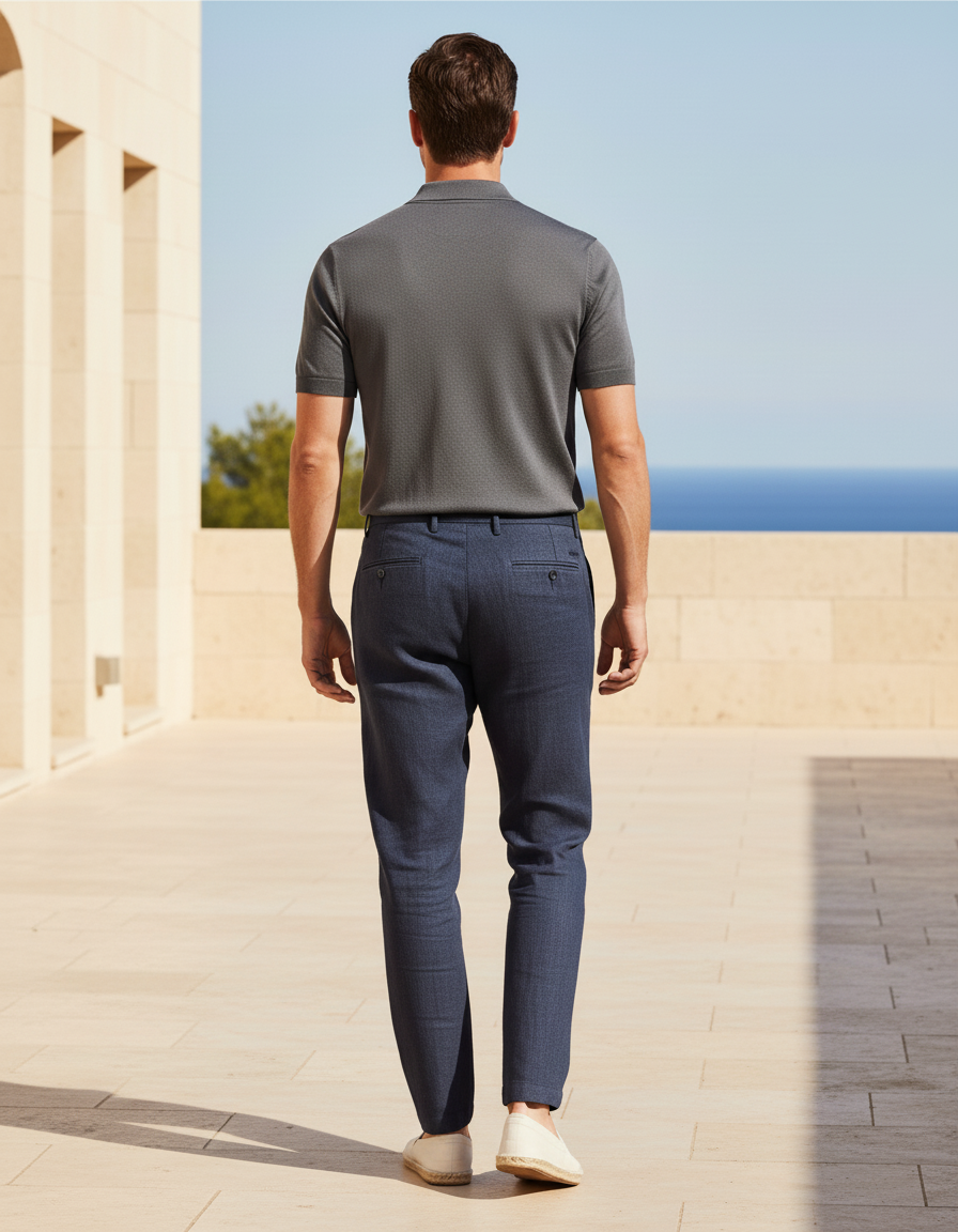 Pantalon Été Lin - Marine - vue 2