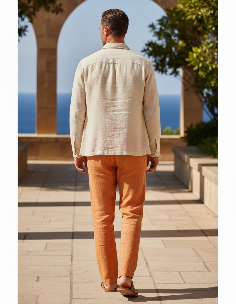 Pantalon Lin Orange - vue 2
