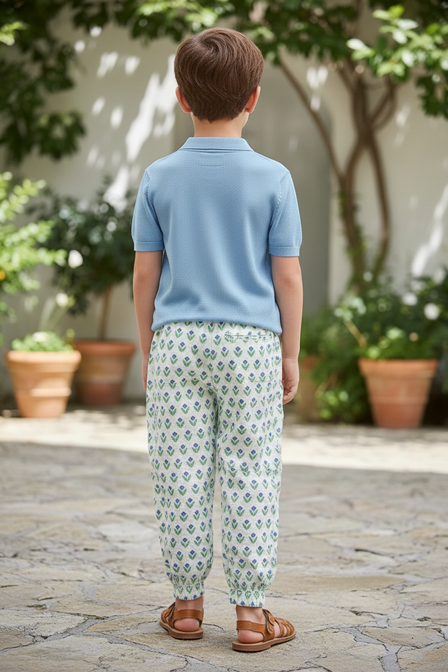 Pantalon En Lin Imprimé Floral Ample Élastique Enfant - vue 2