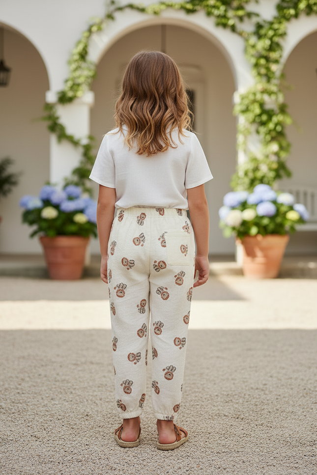 Pantalon En Lin Imprimé Oursons Élastiqué Enfant - vue 2