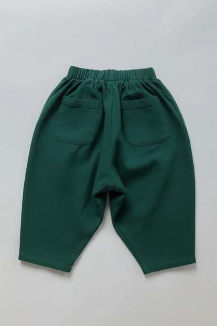Pantalon En Lin Femme Vert Coupe Ample