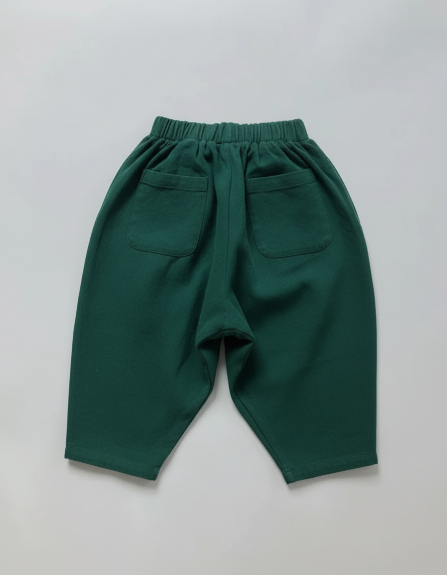 Pantalon En Lin Femme Vert Coupe Ample