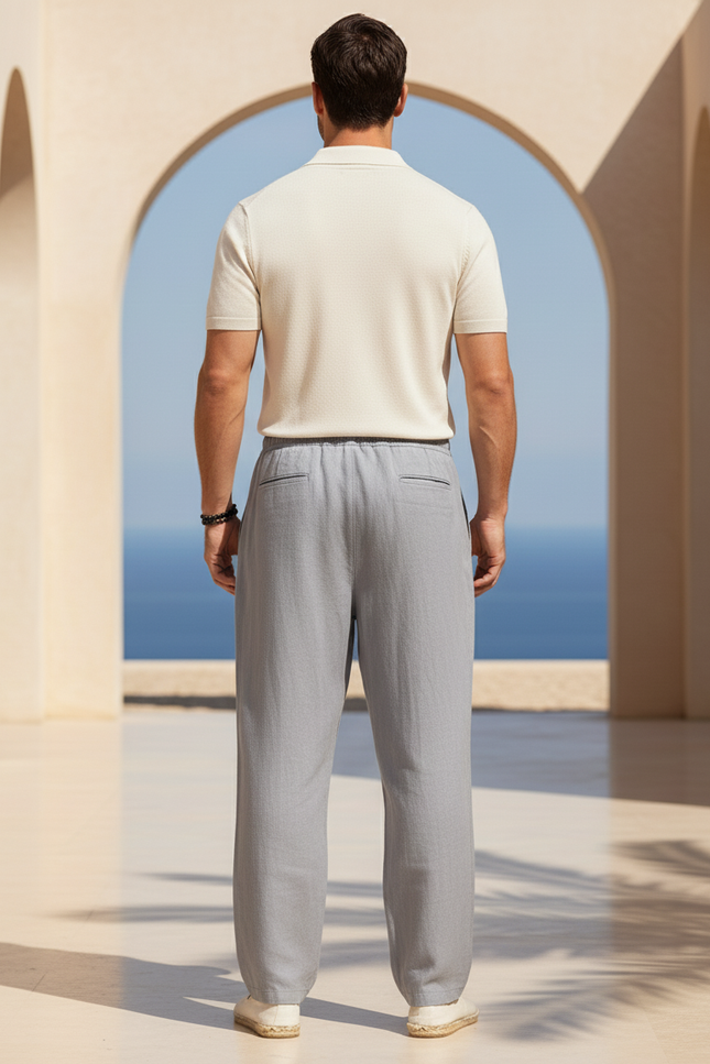 Pantalon En Lin Gris - vue 2