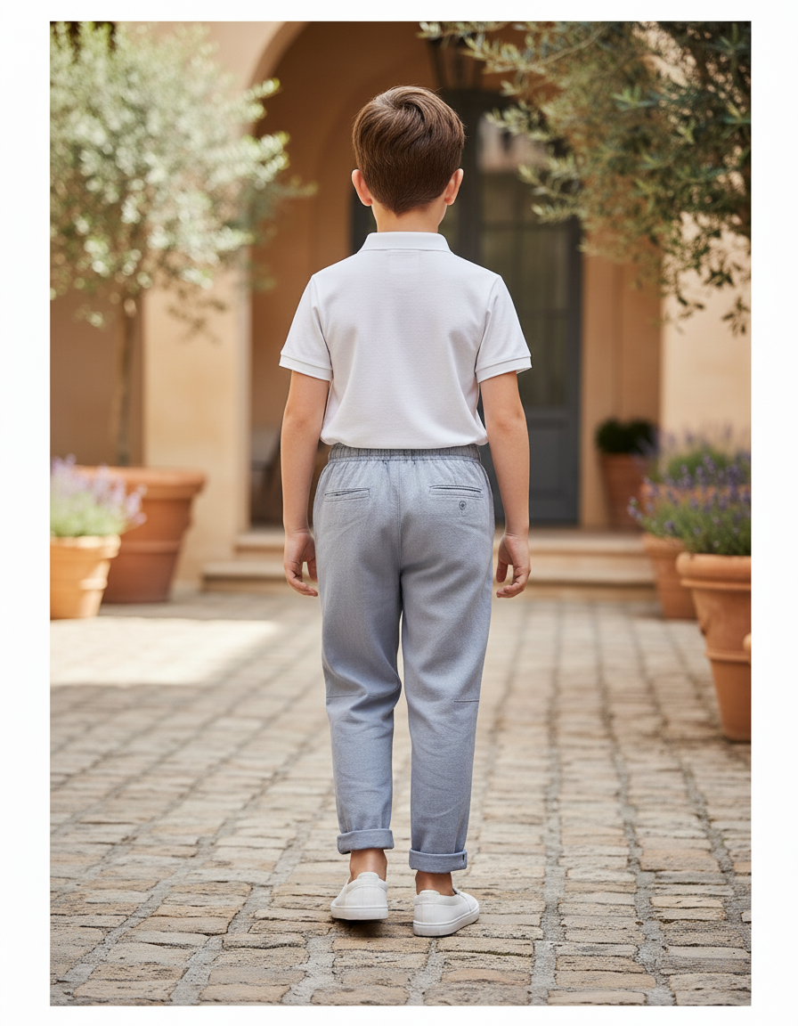 Pantalon En Lin Gris Enfant Décontracté Léger - vue 2