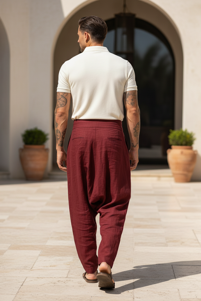 Pantalon Yoga Lin Homme - Bordeaux - vue 2