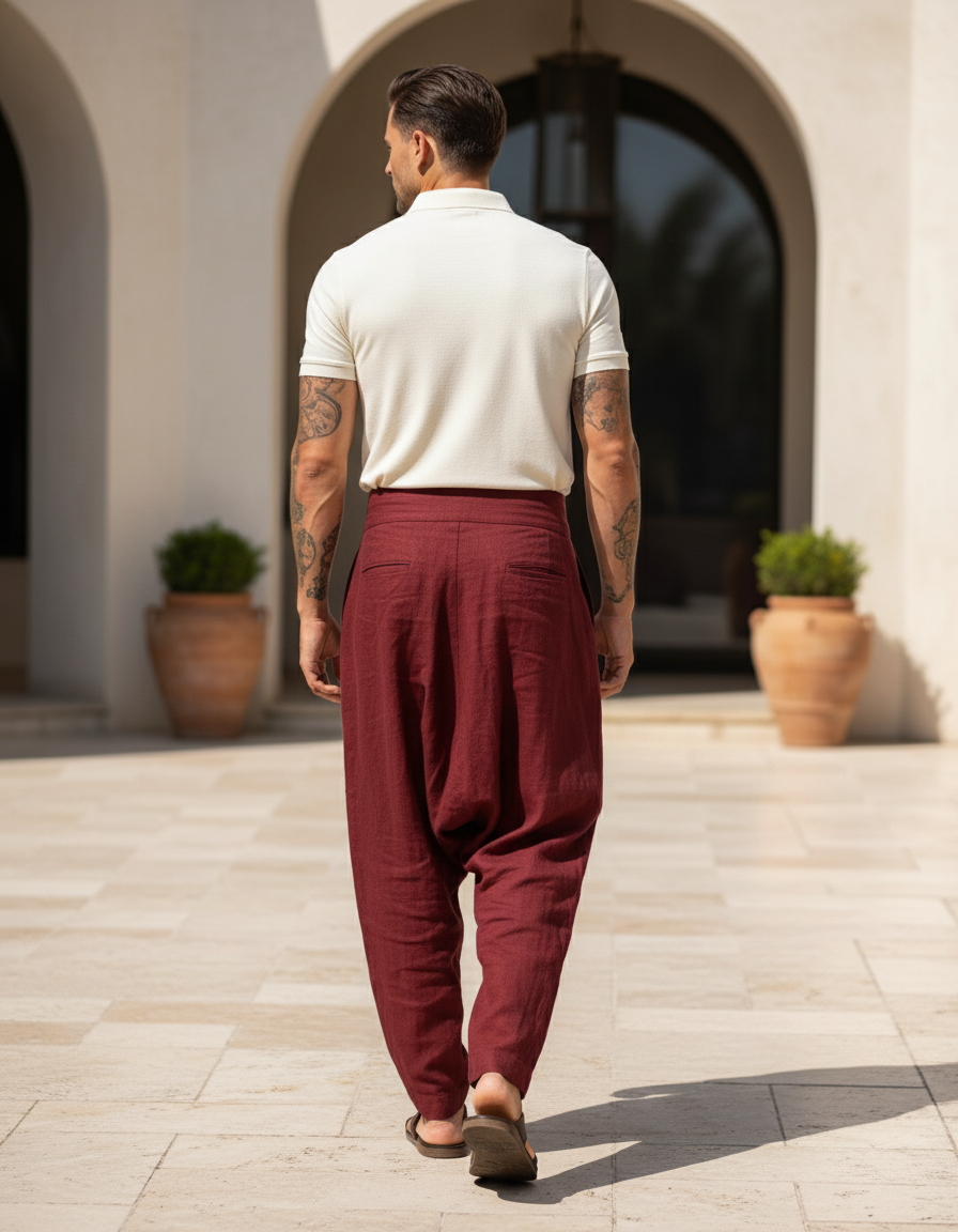 Pantalon Yoga Lin Homme - Bordeaux - vue 2