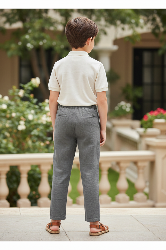 Pantalon En Lin Gris Décontracté Enfant Léger - vue 2