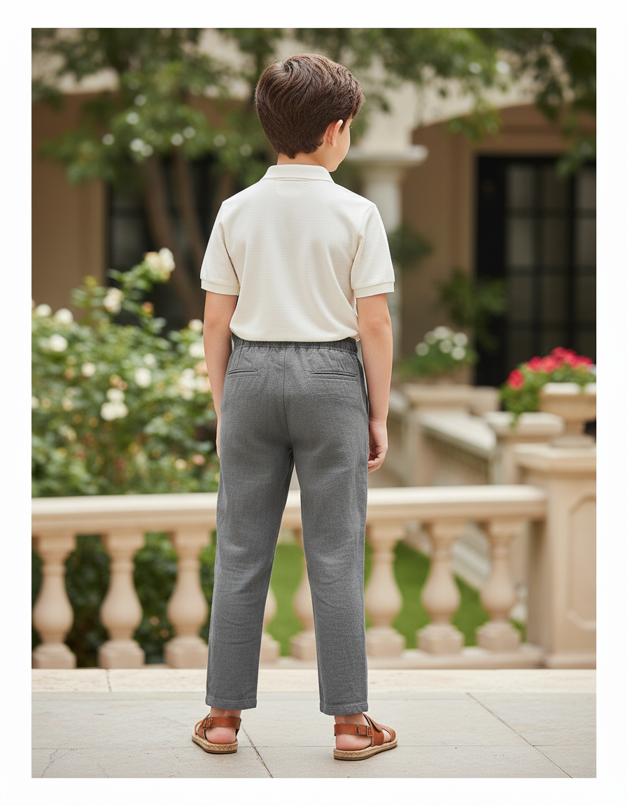 Pantalon En Lin Gris Décontracté Enfant Léger - vue 2