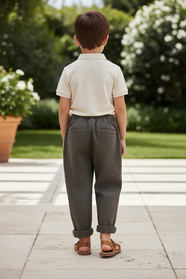 Pantalon En Lin Kaki Ample Décontracté Enfant Garçon - vue 2