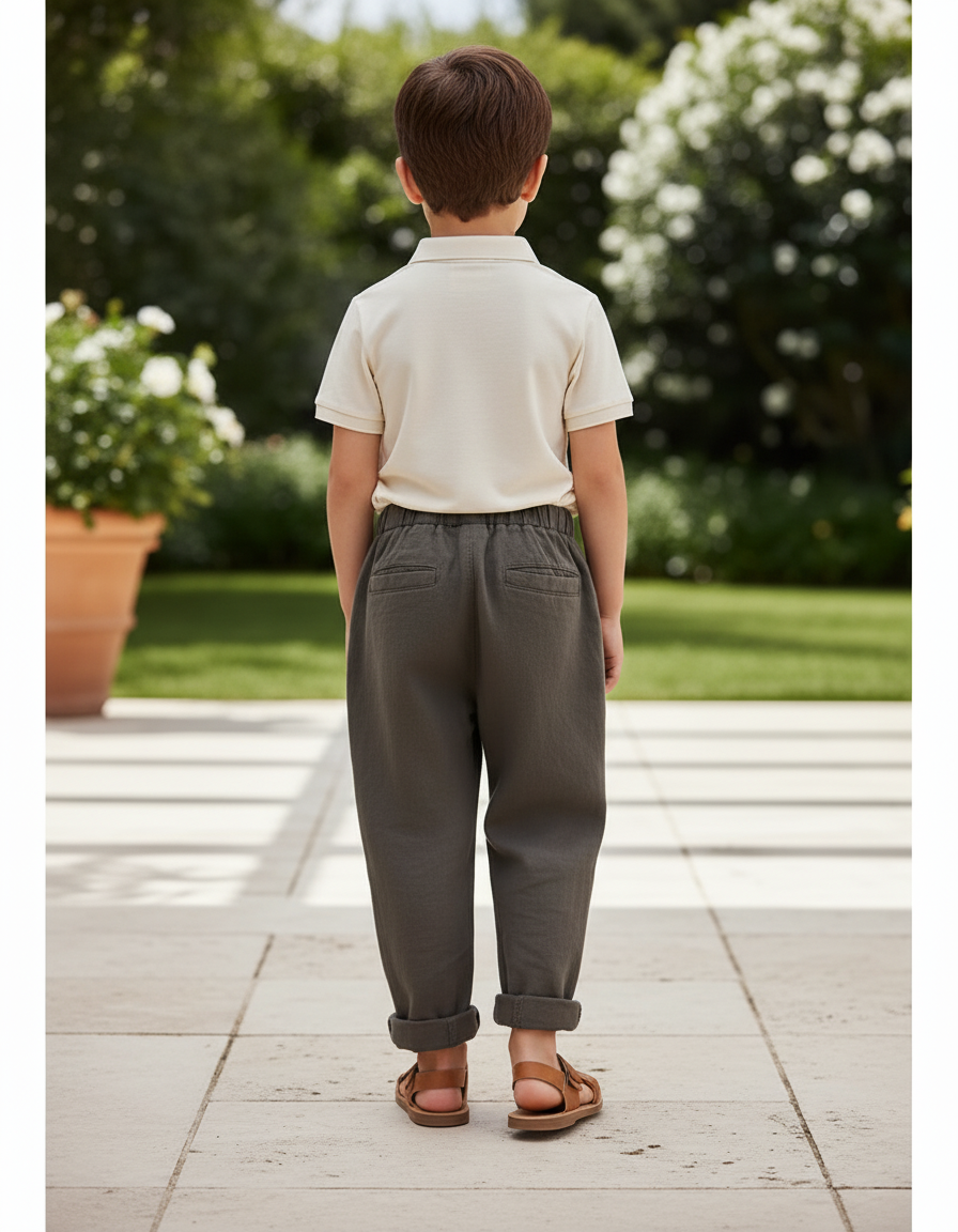 Pantalon En Lin Kaki Ample Décontracté Enfant Garçon - vue 2