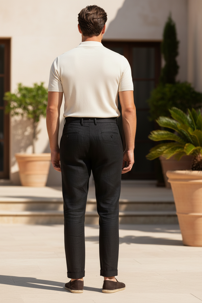 Pantalon Lin Cintré - Noir - vue 2
